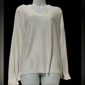 Sioni White Knit Sweater with Sparkle